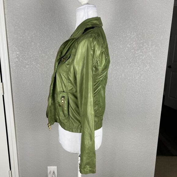 Paparazzi By Biz Size S Bomber Moto Jacket Lightweight Chartreuse Green - Picture 3 of 7